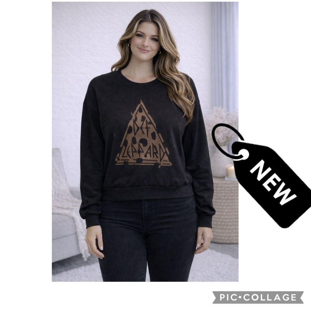 DEF LEPPARD (2021) Official NWT Women's Leopard Print Crop Sweatshirt Sz…